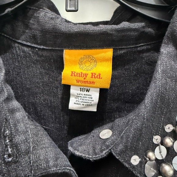 Ruby Rd Black Jean Jacket and Pant Set - Picture 2 of 6